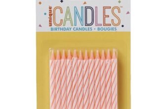 Unique Party 1905PC Striped Pink Birthday Candles Pack of 24