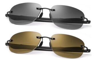 Unisex Rimless Bifocal Sunglasses with UV400 and Blue Light Blocking