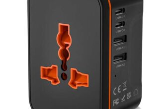 Universal Travel Adapter Worldwide with 2 USB C and 2 USB A Ports EU US UK AUS Black or White W/Voucher SB Pepperz FBA