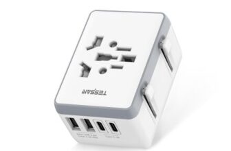 Universal Travel Adapter with 2 USB C and 2 USB A, International Travel Plug