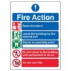 V Safety 12005AN-S General Fire Action 5 Message Sign – Portrait – 150mm x 200mm – Self Adhesive Vinyl, Black/Blue/Green/Red