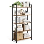 VASAGLE 5-Tier Bookshelf, Bookcase, Shelving Unit, for Office, Study, Living Room, Bedroom, 30 x 80 x 153 cm, Industrial