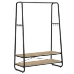 VASAGLE Clothes Rail, Clothes Rack with 2 Shelves, 6 S-Shaped Hooks, Steel Frame, for Bedroom