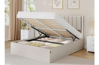 VASAGLE Double Bed Frame 135×190 Cm with Lift-up Storage