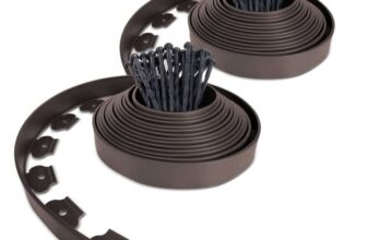 VOUNOT Lawn Edging 20m with 60 Pegs, Flexible Plastic Garden Edging Border Strips for Grass