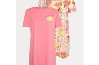 Vacay Mode Fruit Print Longline Sleep T-Shirts 2 Pack