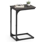 Vasagle C-Shaped Side Table, Bedside Sofa Coffee side Table, Metal Frame, Industrial – Black or Grey