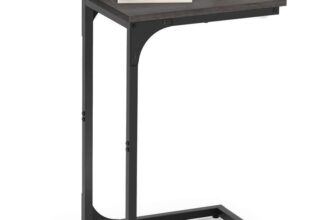 Vasagle C-Shaped Side Table, Bedside Sofa Coffee side Table, Metal Frame, Industrial – Black or Grey