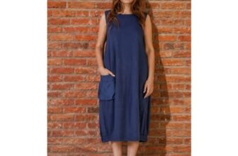 Venerdi Blu Contrast Crush Pocket Dress