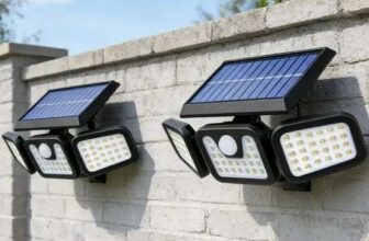 Ventryn 2 Pieces Solar Powered 3-Head 74 LED PIR Motion Detector – Free Delivery With Code FREEDEL (£25 Min Spend)
