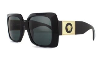Versace Square Womens Black Dark Grey Sunglasses