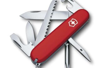 Victorinox Hiker Swiss Army Pocket Knife, Medium, Multi Tool, 13 Functions, Blade, Wood Saw, Red