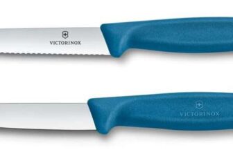 Victorinox Swiss Classic, Tomato and paring Knife Set, 2-piece, Extra Sharp Blade, Plastic Handle, Stainless Steel, Swiss Made, Blue