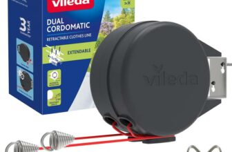 Vileda Dual Cordomatic Retractable Washing Line, 30m (2 x 15m Clothes Line) Holds up to 30kg Line with Automatic Retraction, UVProtected