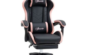 Vinsetto Gaming Chair with Reclining High Back, Headrest, Black and Pink – £68.39 With Newsletter Sign Up