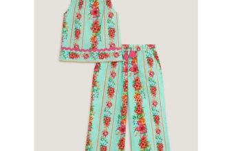 Vintage Floral Tank Top & Trousers Set Blue
