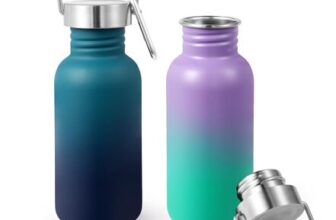 Volhoply 500ml Stainless Steel Water Bottles, 2-Pack, BPA Free