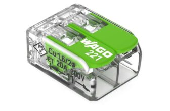 WAGO Green Range Terminal Block 2-Wire, to 4 mm², Splicing Connectors 2-Pole with Lever for All Conductor Types Pluggable, 221-422, 16 pcs