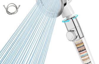 WELDUN Hard Water Filter Shower Head, Rotatable Shower Head with 20 Stage Filter, 1.5M Shower Hose, Bathroom Handheld Shower Heads with 3 Mode, Water Level Regulation Bottom, White