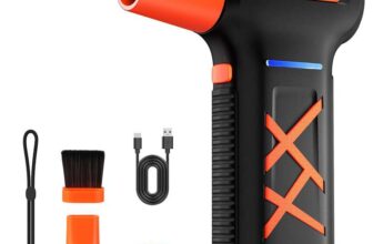 WHATOOK Electric Air Duster, 250,000 RPM, 3 speeds, up to 270 min runtime, USB-C charging, 2 nozzles and brush