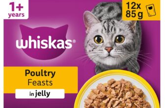 WHISKAS 1 Cat Pouches Poultry Feasts in Jelly 12 x 85 g