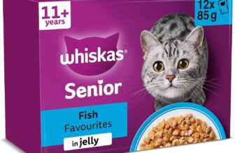 WHISKAS Senior 11 Wet Cat Food in Jelly 12x85g Fish Favourites (Pack of 4)