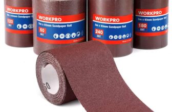 WORKPRO 4-Roll Sandpaper Roll Set, 93 mm x 5 m, 60/120/180/240 Grit, Aluminum Oxide Abrasive Sanding Paper