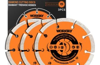 WORKSKY 115mm Segmented Diamond Saw Blade with 22.23mm Arbor (3-Pack)