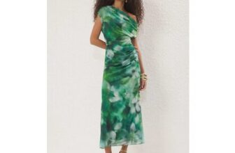 WOVCOR Floral Mesh Bardot Midi Dress with Draped Detail