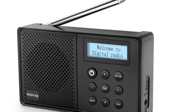 WOVTE DAB FM Digital Radio – Portable, Rechargeable, Bluetooth, 40 Presets, Alarm, Sleep Timer, Headphone Socket. Sold by NOBELEFUL / FBA