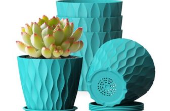 WSMKSZ 10.2 Cm Plastic Plant Pots, 5-Pack, Drainage and Saucers