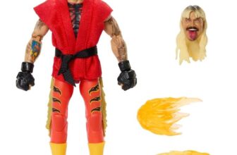WWE Elite Collection X Street Fighter Action Figures Dirty Dominik Mysterio as Ken / Ultimate Warrior as Blanka – Free C&C
