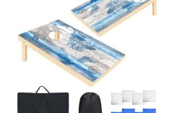 Wakefa Cornhole Set: 2 Solid Wood Boards, 3x2ft, 8 Bags