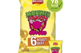 Walkers Monster Munch Roast Beef Multipack Snacks Crisps 6x20g