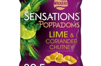 Walkers Sensations Lime & Coriander Chutney Sharing Poppadoms 82.5g