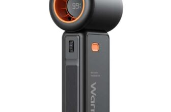 Warmco Portable Handheld Fan 5000mAh, 1-100 Speed Stepless Turbo Fan (15000 RPM), Small Personal Mini Fan with LED Display, USB Rechargeable