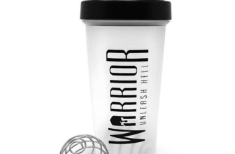Warrior Protein Shaker Bottle, 600ml with Wire Mixball Blender
