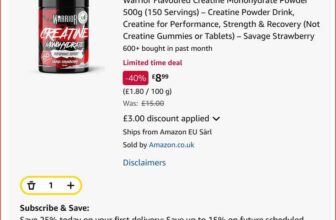 Warrior Savage Strawberry Flavoured Creatine Monohydrate Powder 500g (150 Servings) – £8.99 with S&S Voucher