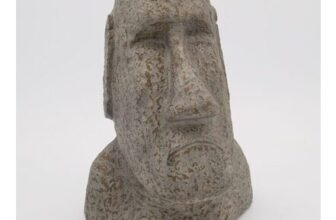 Washed Fossil Wood Moai Ornament 30x22cm