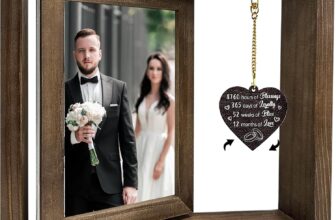 Wedding Anniversary Photo Floating Frame, 46 Inch Double Sided Wooden Engagement Picture Frame with 360Rotation, Romantic First Anniversary Birthday Gift for Her Him Couple Parents Friend