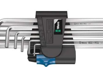Wera 950/9 Hex-Plus Holding Function 1 Chrome-Plated L-Key Tool Set, 1.5-10, 9PC, 05022130001
