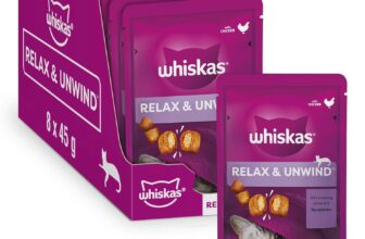 Whiskas Relax and Unwind – Cat Treats – Small Bite Size Snacks with Chicken Filling – 8 x 45 g