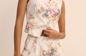 White Floral Linen-Blend Pleated Tailored Suki Shorts