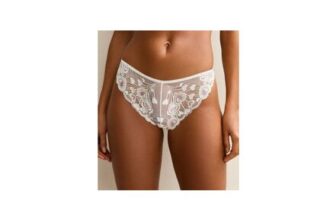 White Heart Lace Sparkly Thong