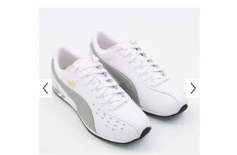 White & Light Grey Leather Sprint Trainers