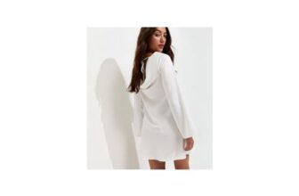 White Satin Cowl Back Mini Dress