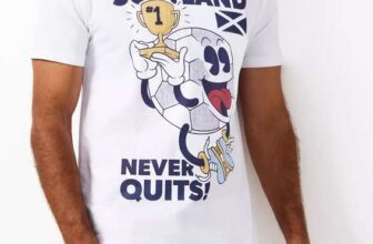 White Scotland Never Quits Football Graphic T-Shirt – Various Sizes. Free C&C