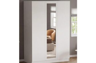 White Vida Designs Denver 3-Door Mirrored Wardrobe