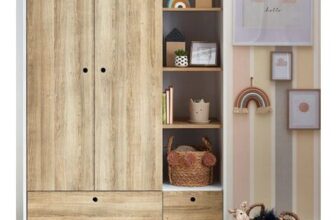 White/Wood Effect Parker Kids Wardrobe