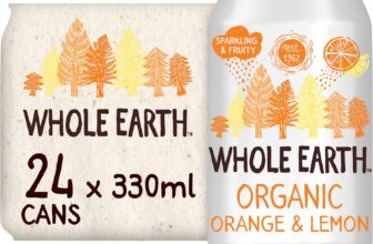 Whole Earth Organic Lightly Sparkling Orange & Lemon, 24x 330 ml, Lightly Fizzy Fruity Soft Drink with 100% Natural Ingredients, No Added Refined Sugar,Vegetarian & Vegan, Multi Pack